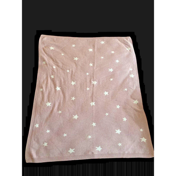 Mamas & Papas Baby Blanket Pale Pink Ivory White Star Soft Knit Nursery Girls - Picture 4 of 14